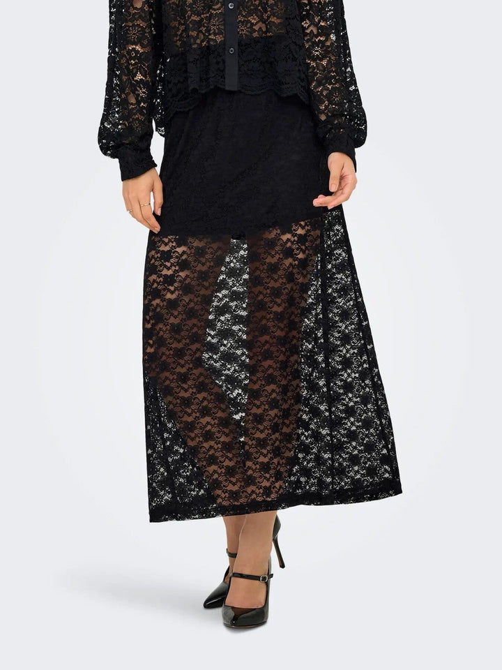 Only - Onlchigo Cali Life Lace Ankle Skirt - 4855496 Black Nederdele 