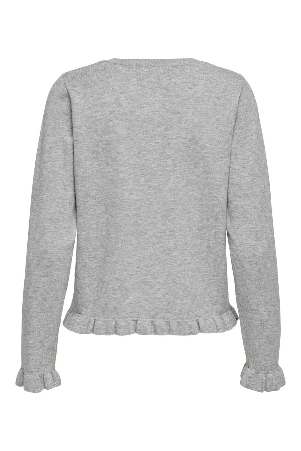 Only - Onlcinderel Ls Frill Cardigan Knt - 4979900 Light Grey Melange