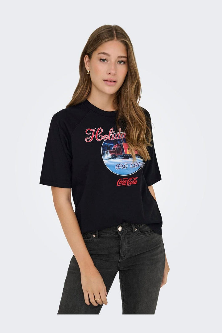 Only - Onlcoca Cola Xmas Life S/S Top - 4837321 Black Holidays Are Coming