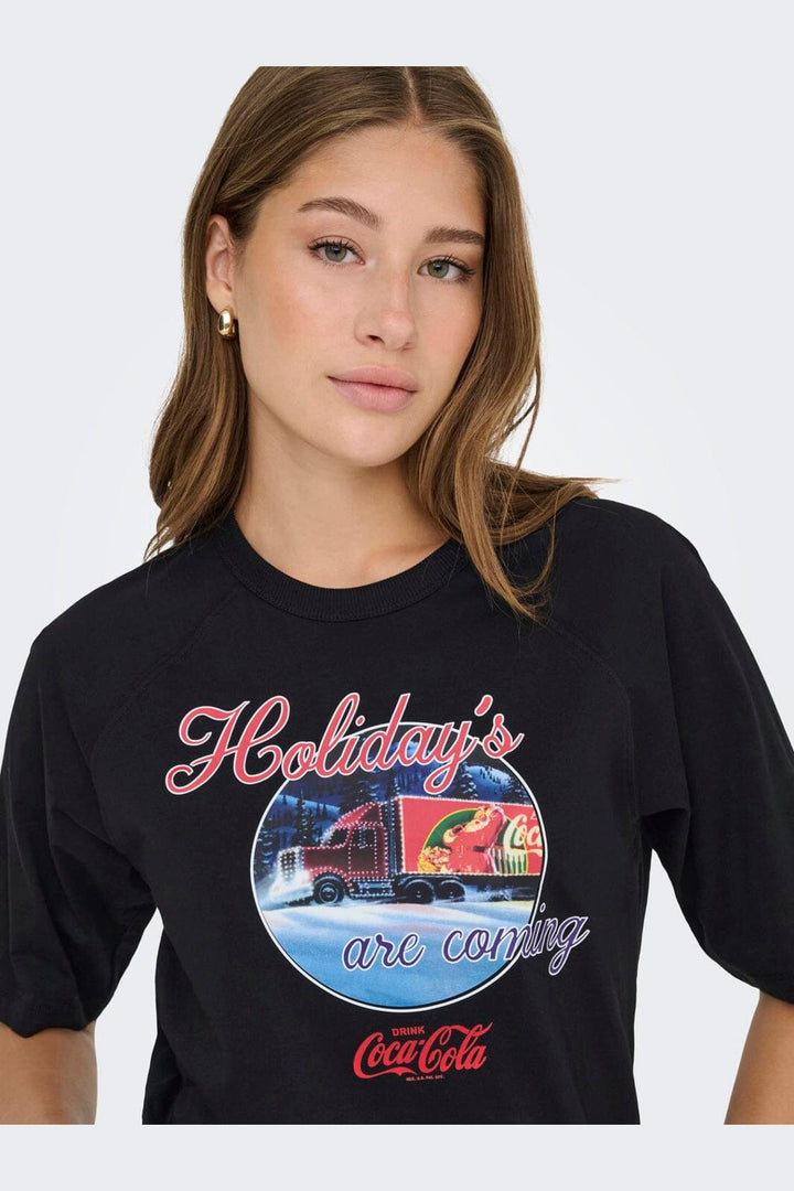 Only - Onlcoca Cola Xmas Life S/S Top - 4837321 Black Holidays Are Coming