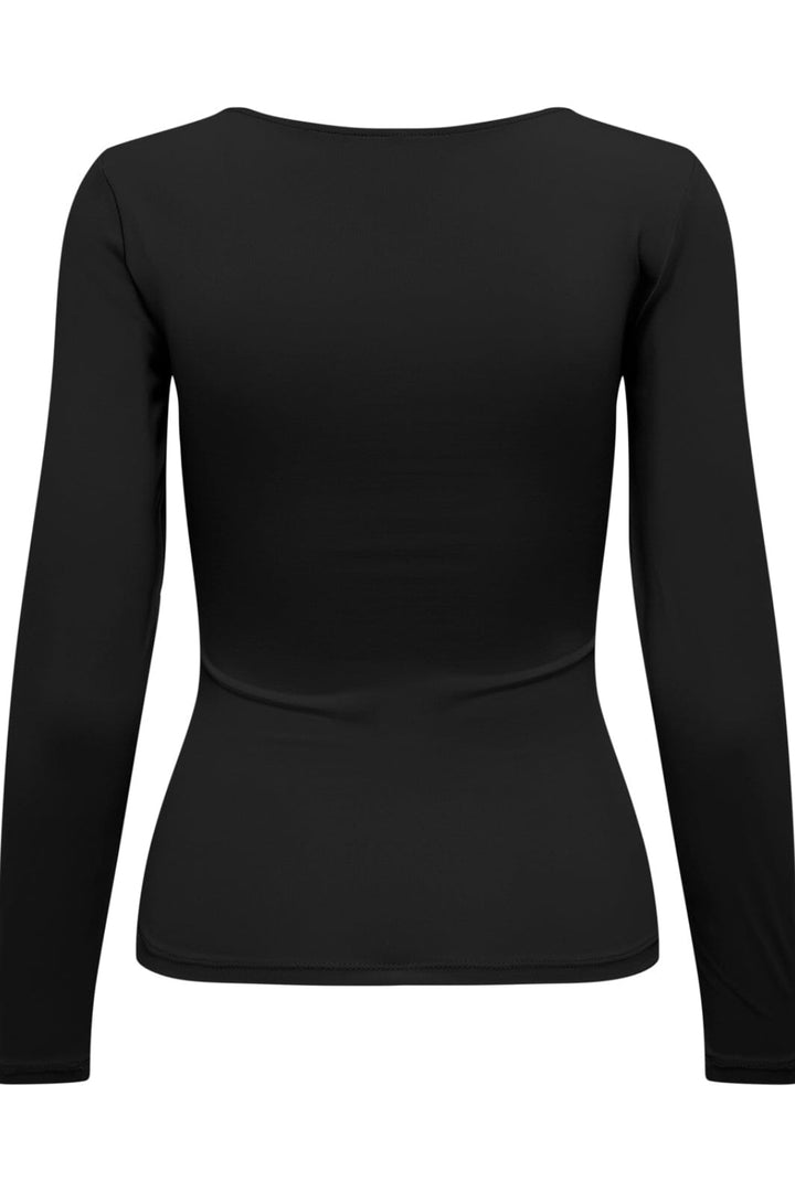 Only - Onlea L/S 2-Way Deep Neck Top - 4372227 Black Bluser 