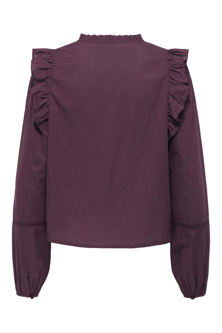 Only - Onledda Life Ls Frill V-Neck Top - 4828555 Mauve Wine