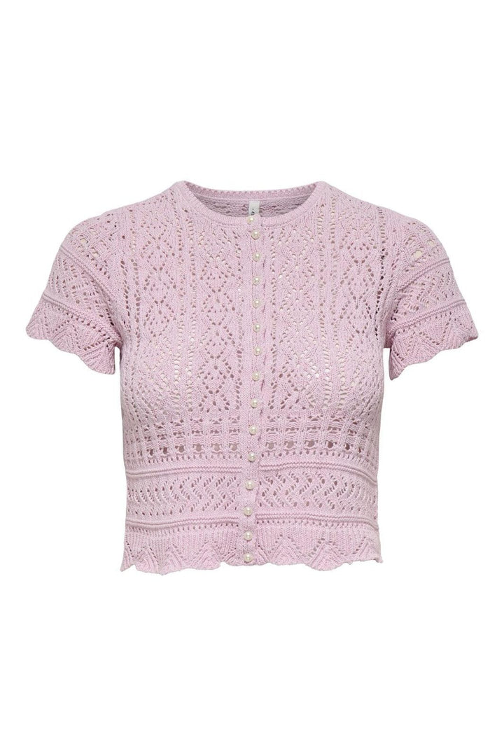 Only - Onlelke Life Ss Pearl Cardigan Cc Knt - 4972394 Romance Rose White Pearl