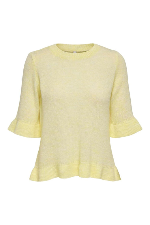 Only - Onlella Ss Frill O-Neck Knt - 4992505 Sunlight Melange