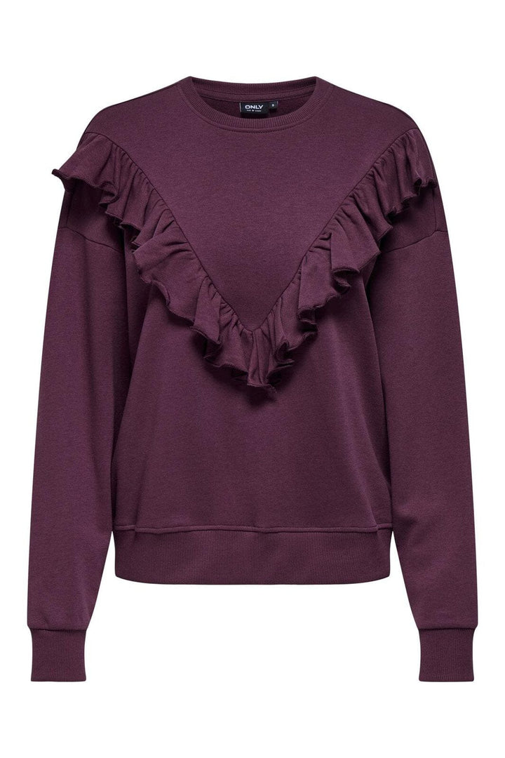 Only - Onlely L/S O-Neck Fringe Swt - 4868572 Mauve Wine