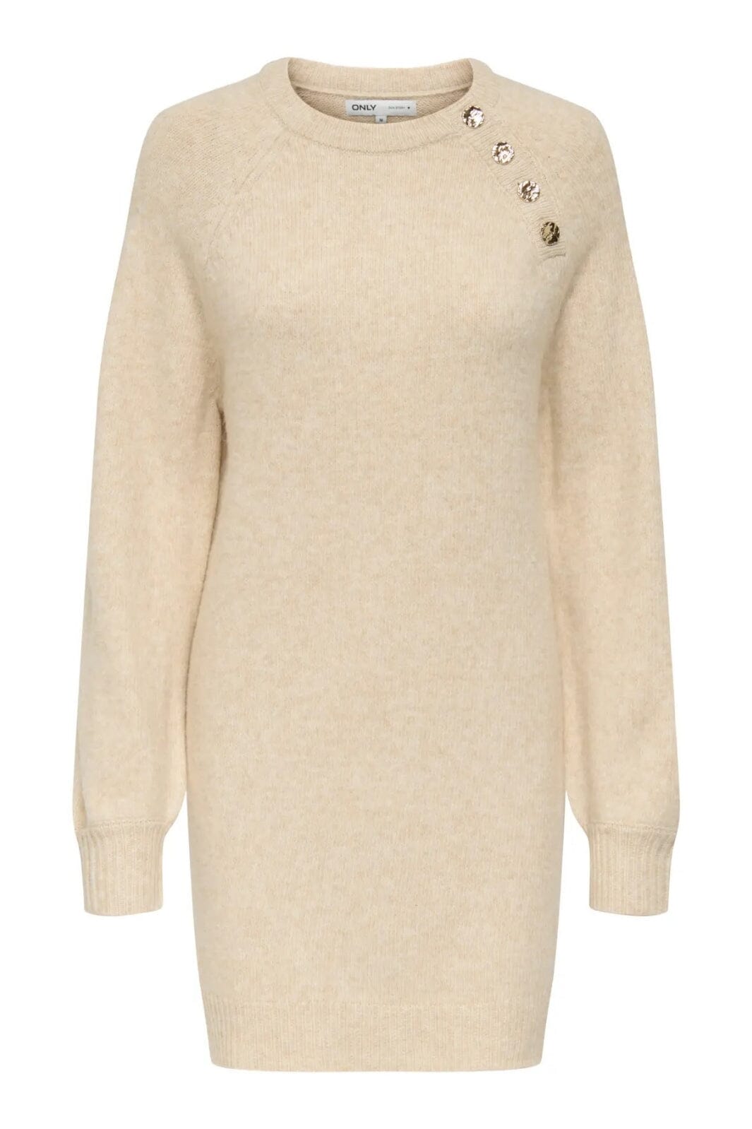 Only - Onlemma Life Ls Button Onec Dress Cc Knt - 4853470 Pumice Stone Melange/Gold Button Kjoler 