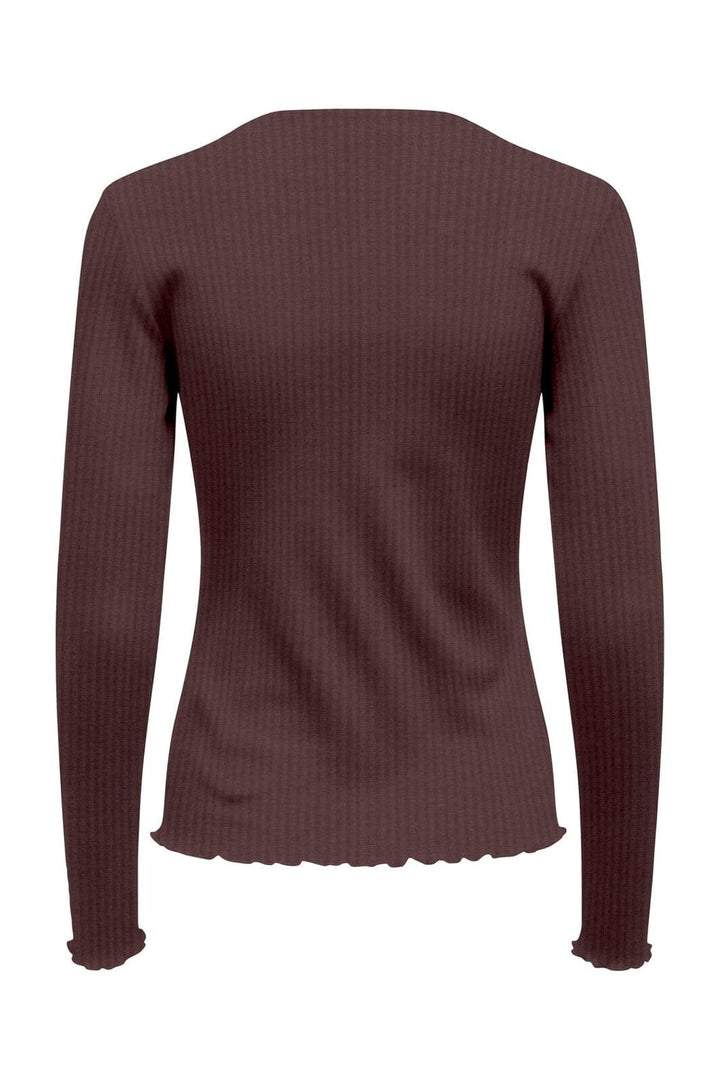 Only - Onlemma L/S Rib Basic Top - 4963370 Decadent Chocolate