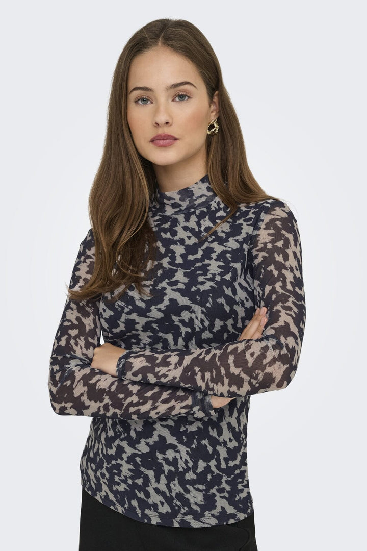 Only - Onlerica Life Mesh L/S Top - 4835464 Blue Graphite Rodeo Pumice