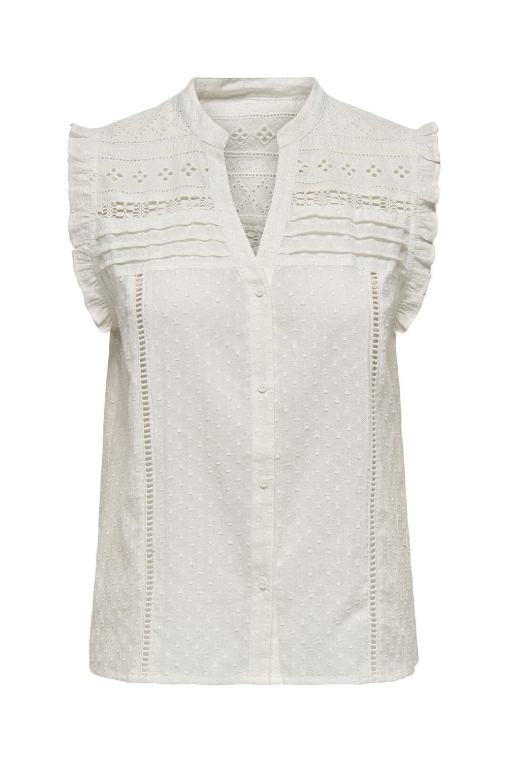 Only - Onlevelyn Sl V-Neck Top Ox - 4925952 Cloud Dancer