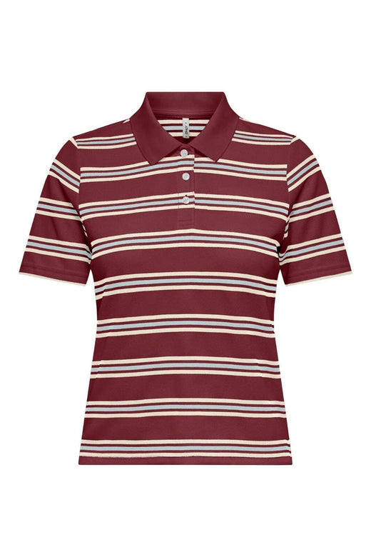 Only - Onlevie S/S Polo Top - 4838423 Ruby Wine Starlight Blue + Antique White (Without Tag)
