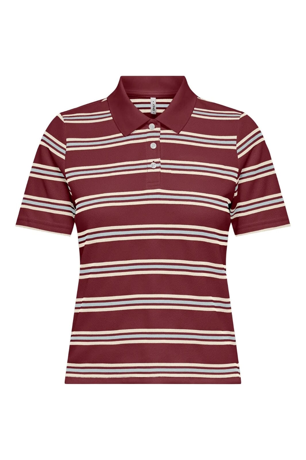 Only - Onlevie S/S Polo Top - 4838423 Ruby Wine Starlight Blue + Antique White (Without Tag)