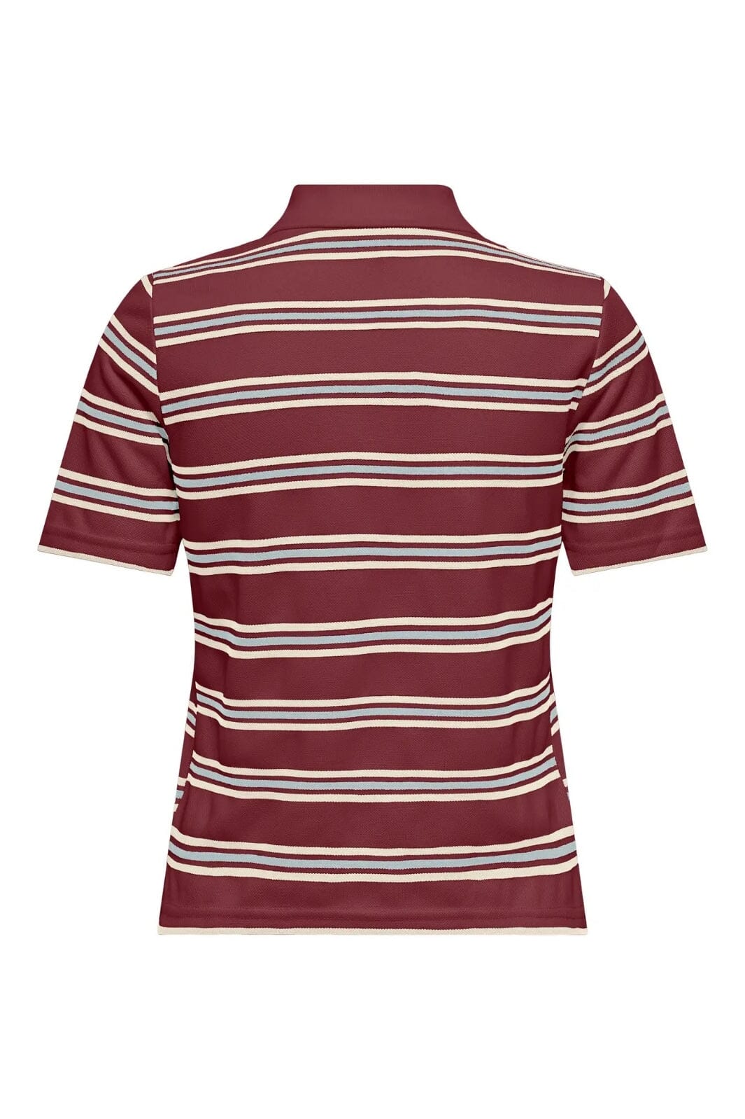 Only - Onlevie S/S Polo Top - 4838423 Ruby Wine Starlight Blue + Antique White (Without Tag)
