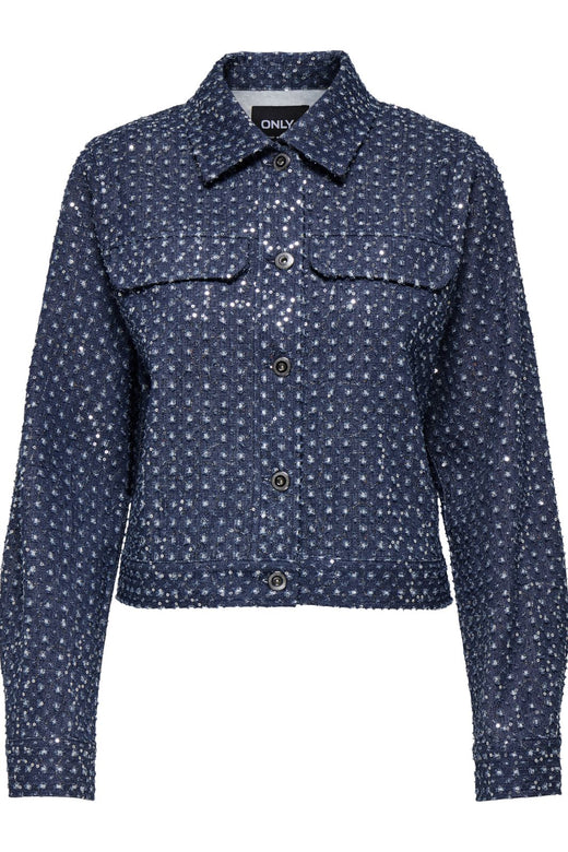 Only - Onlevita Shimmer Boucle Jacket - 4898973 Dark Blue Denim Jakker 