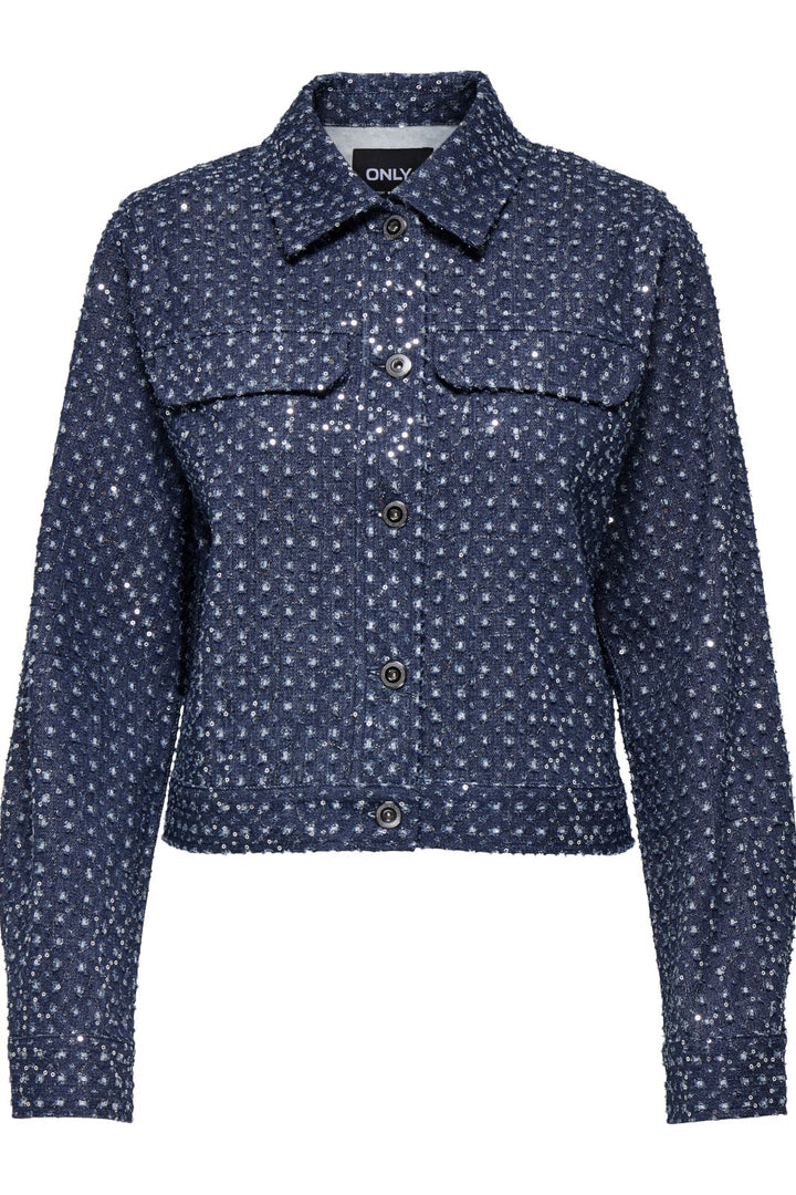 Only - Onlevita Shimmer Boucle Jacket - 4898973 Dark Blue Denim Jakker 