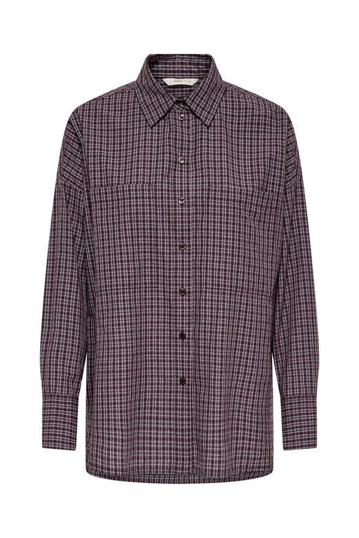 Only - Onlfenna L/S Oversize Check Shirt - 5025179 Winetasting Grey / White Check