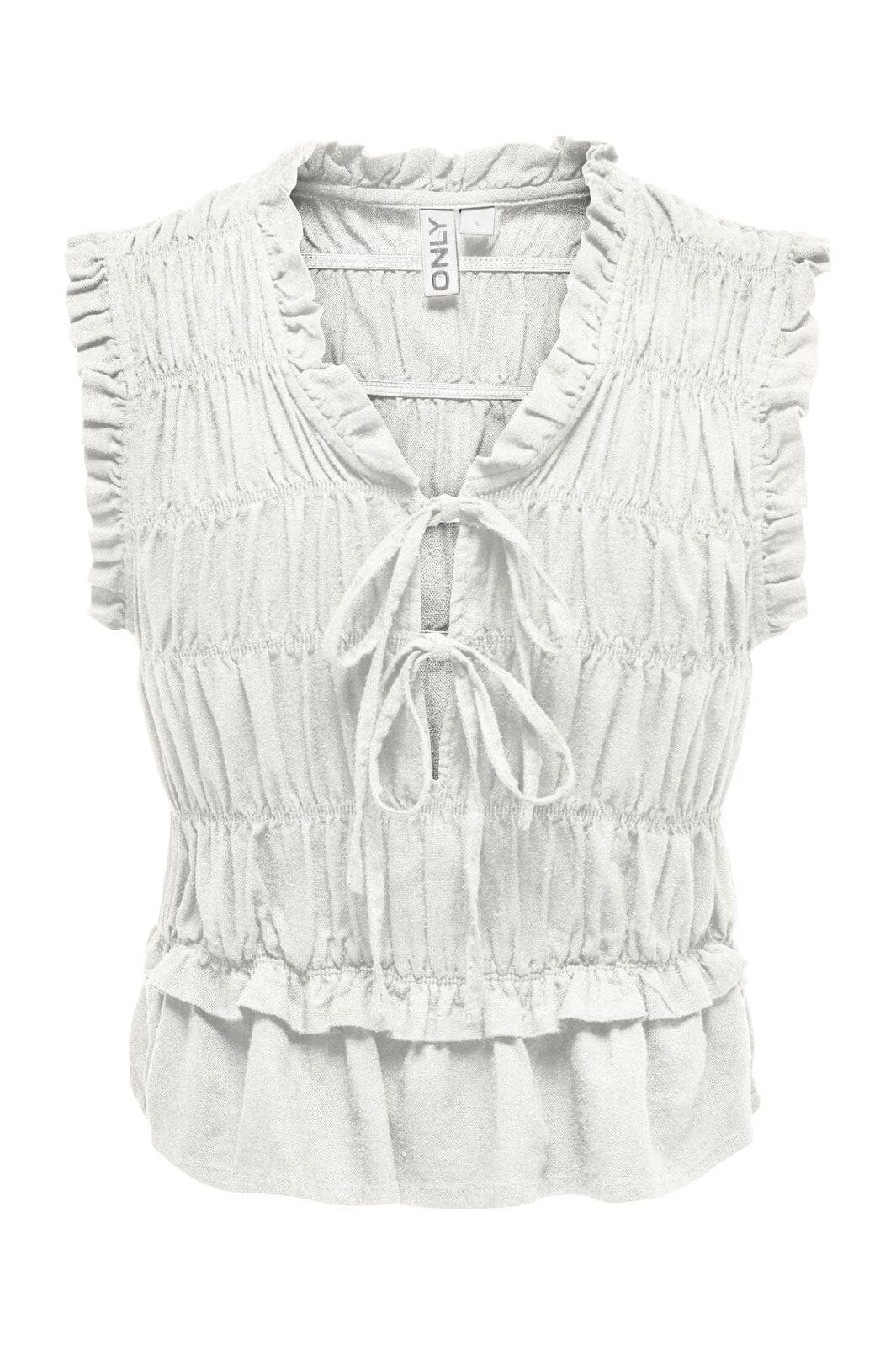 Only - Onlgoa S/S Linen Bl Frill Top Cc - 4942284 Cloud Dancer