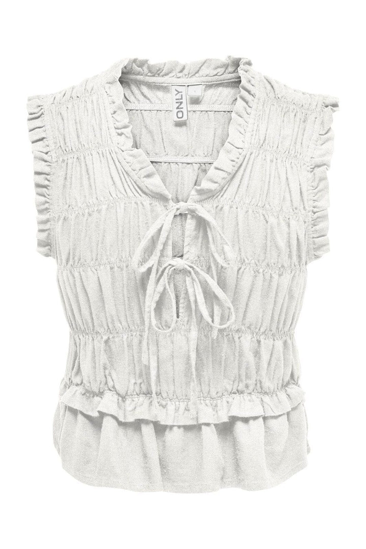 Only - Onlgoa S/S Linen Bl Frill Top Cc - 4942284 Cloud Dancer