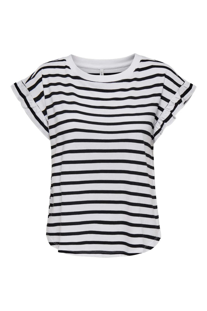 Only - Onlgrape S/S Frill O-Neck Top - 4740065 Bright White Black