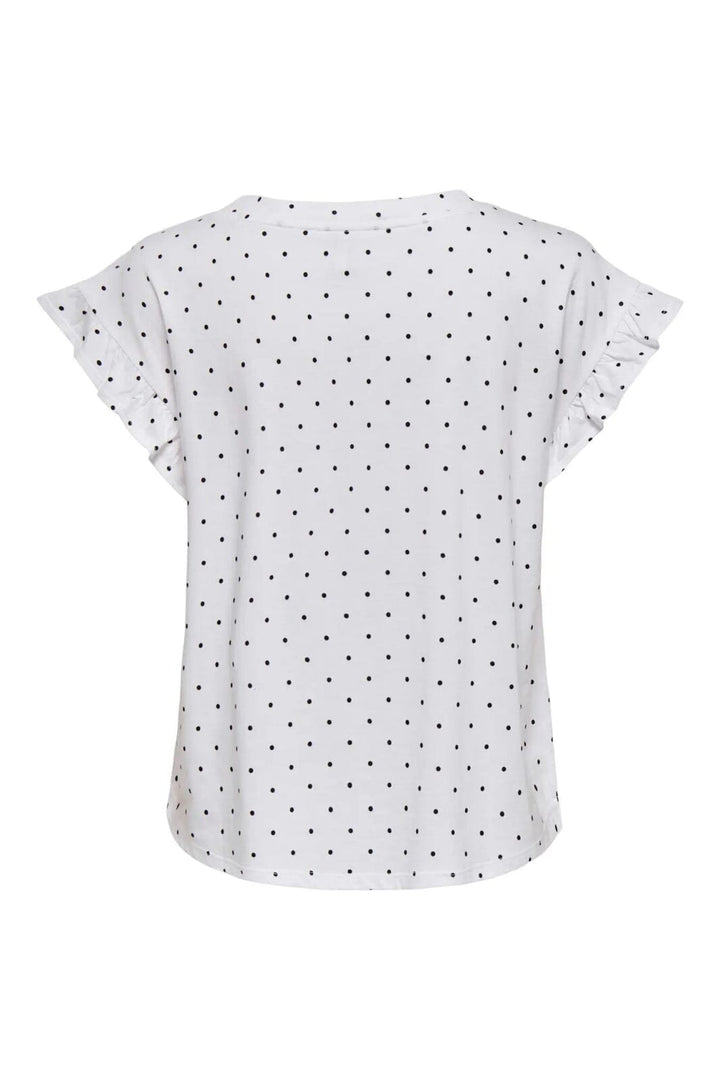 Only - Onlgrape S/S Frill O-Neck Top - 4740066 Bright White Dottie Dots (Black)