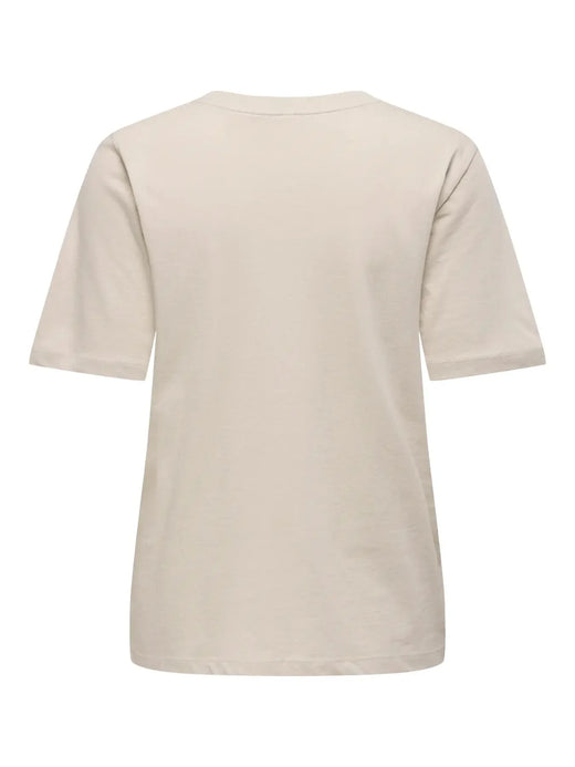 Only - Onlhappy Life S/S Emb Top - 5030076 Oatmeal Cherry Emb T-shirts 