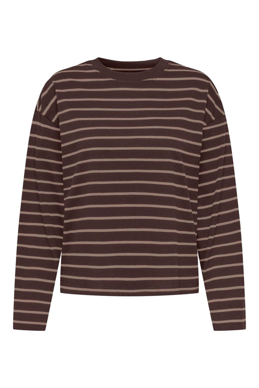 Only - Onlhappy L/S O-Neck Stripe Tee - 5135939 Coffee Bean Taupe Gray Lena