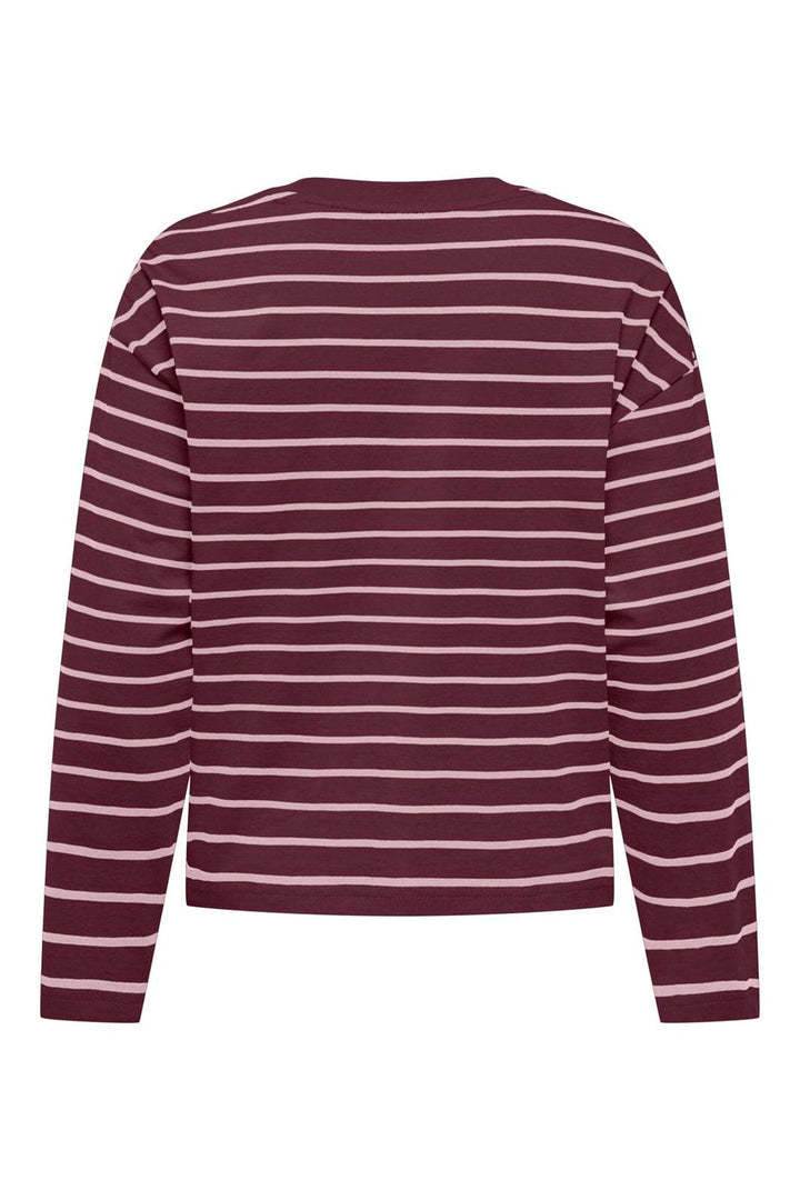 Only - Onlhappy L/S O-Neck Stripe Tee - 5203236 Fig Pale Lilac Lena