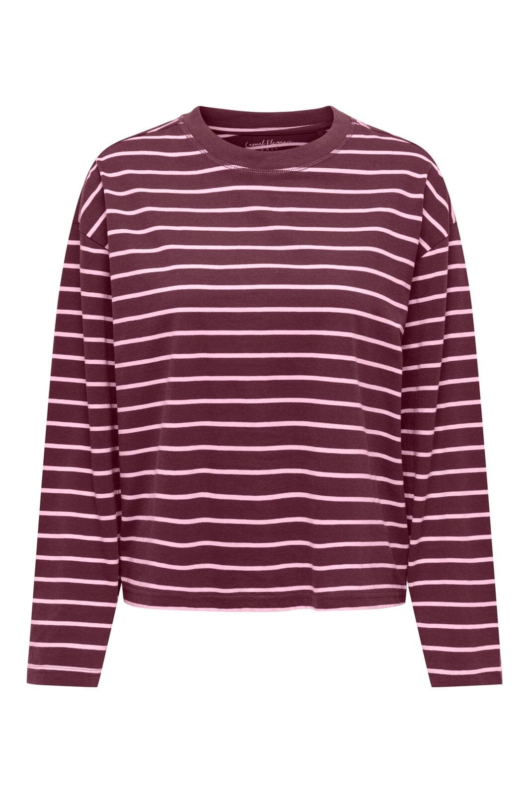 Only - Onlhappy L/S O-Neck Stripe Tee - 5233659 Fig Lady Pink (Lena)