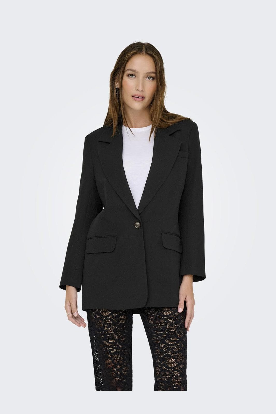 Only - Onlhattie-Lana L/S Overs Mel Blazer Tlr - 4757822 Black