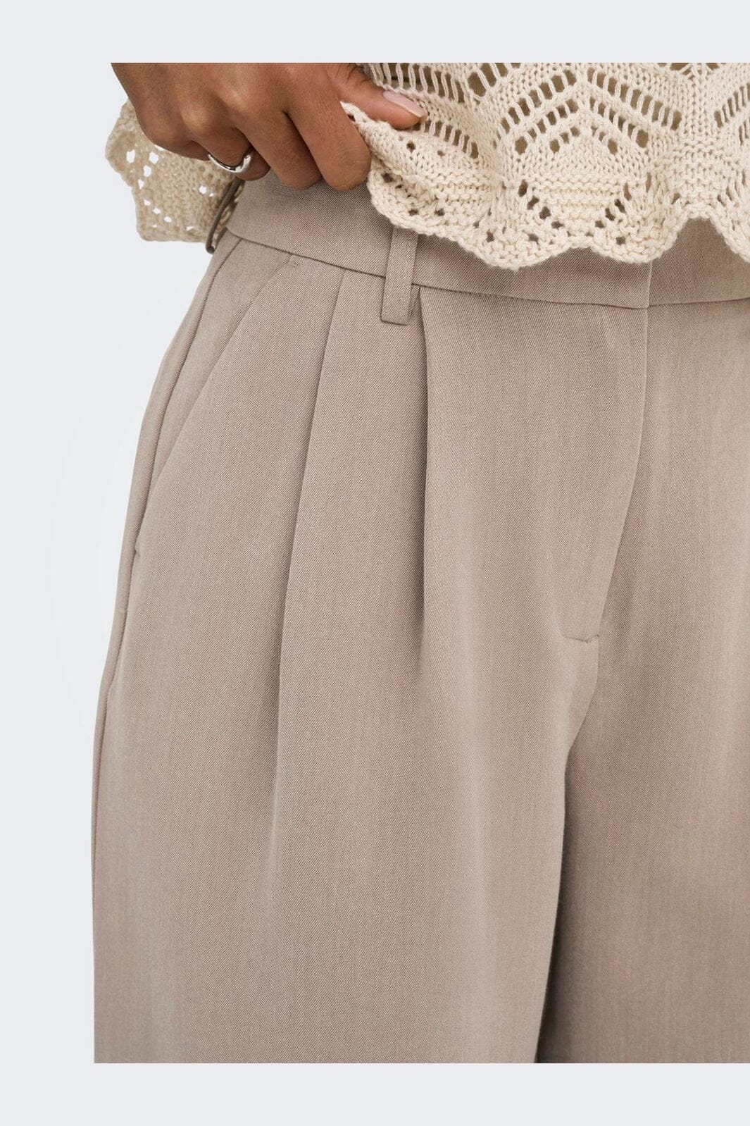 Only - Onlhattie Pleat Str Pant Tlr - 4716687 Taupe Gray Melange