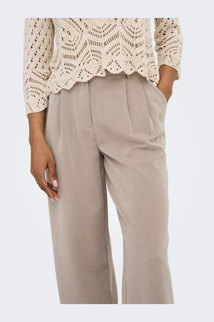 Only - Onlhattie Pleat Str Pant Tlr - 4716687 Taupe Gray Melange