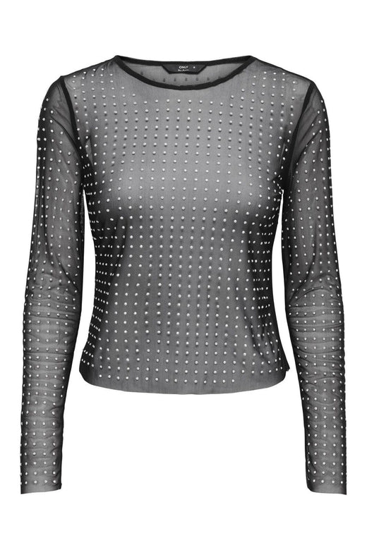 Only - Onlhilen Ls Rhinestone Mesh Top - 4930193 Black Rainbow Rhinestones