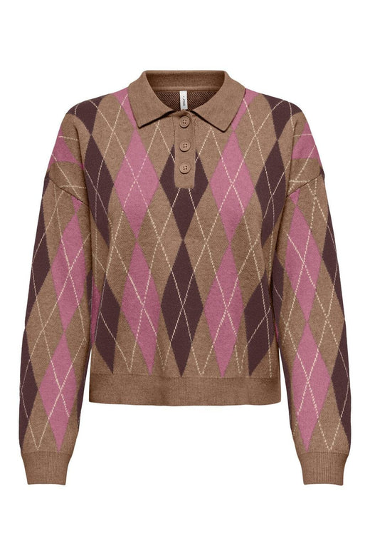 Only - Onlibi Ls Check Polo Cc Knt - 4961968 Toasted Coconut Mel/Decadent/Carmine Mel/Babys/Dtm B