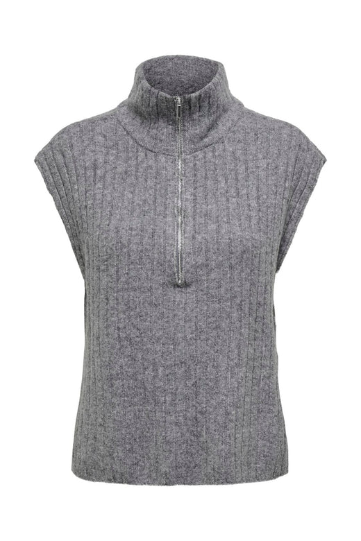 Only - Onljeanett Life Sl Rib Highneck Knt - 4879359 Medium Grey Melange