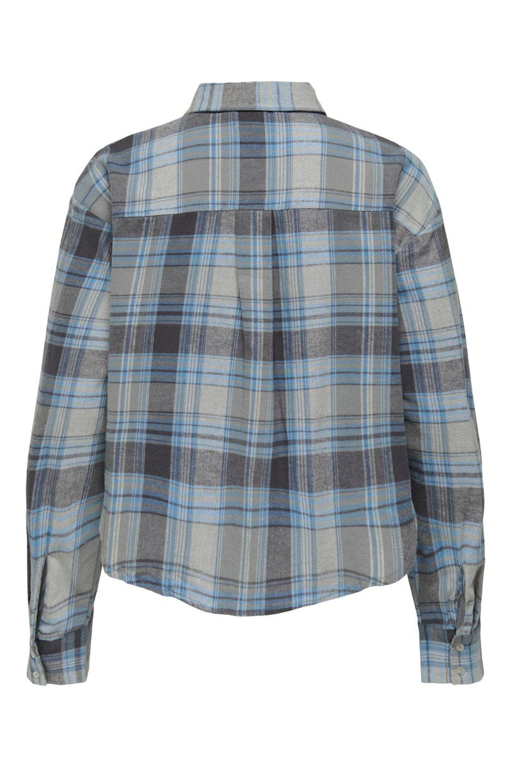 Only - Onljilda Ls Check Shirt - 4866511 Light Grey Melange W. Quiet Harbor + Odyssey Grey