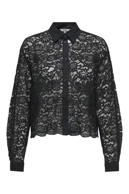Only - Onljilli Lace Mix Shirt - 4847004 Black
