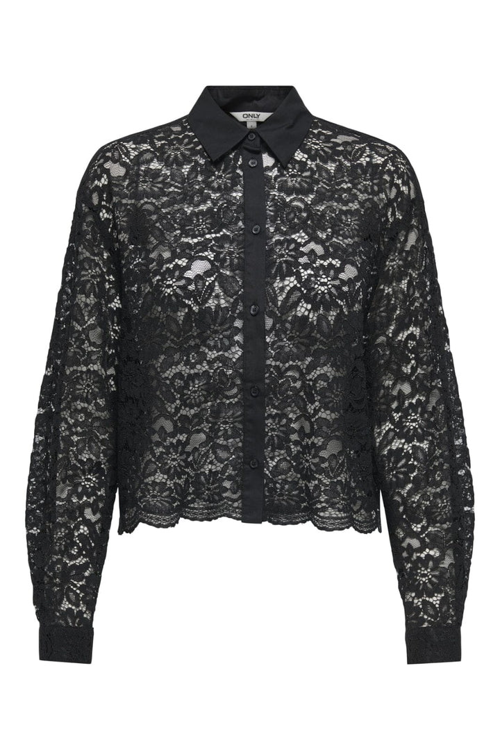 Only - Onljilli Lace Mix Shirt - 4847004 Black
