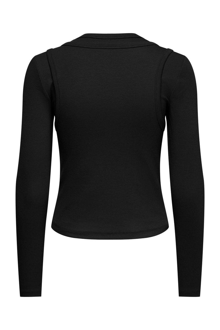 Only - Onljilli L/S O-Neck Double Top - 5170611 Black