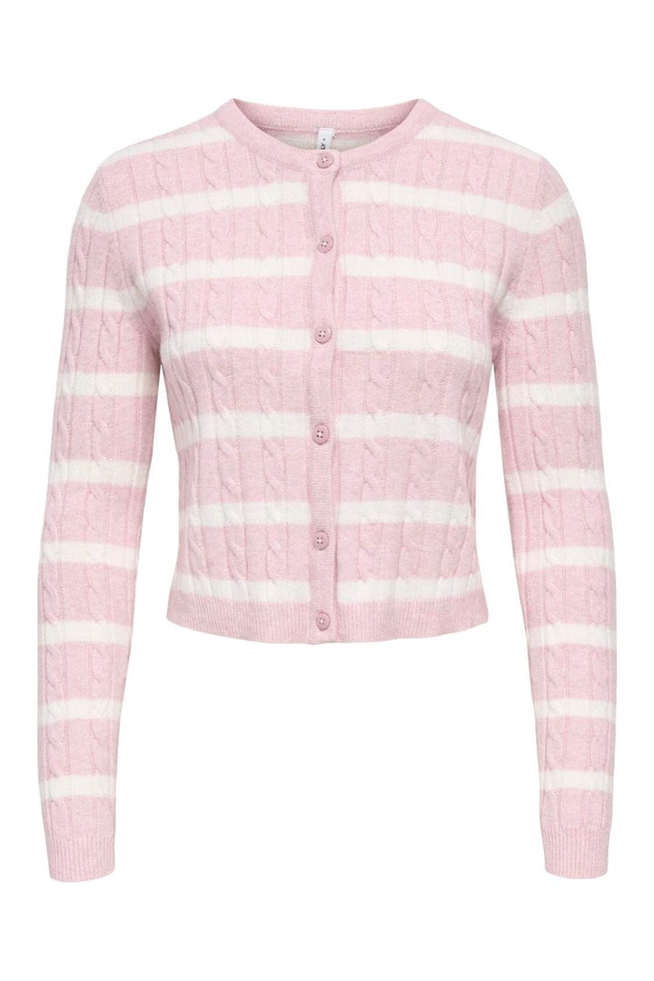 Only - Onlkatia Ls Cable Button Cardigan Cc Knt - 4959318 Burnished Lilac Melange/Babys Breath/Dtm Button