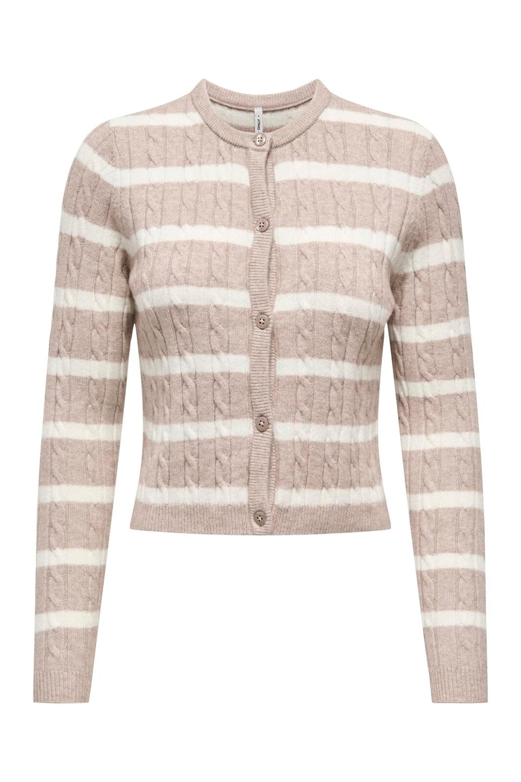 Only - Onlkatia Ls Cable Button Cardigan Cc Knt - 4959319 Mocha Meringue Melange/Babys Breath/Dtm Button