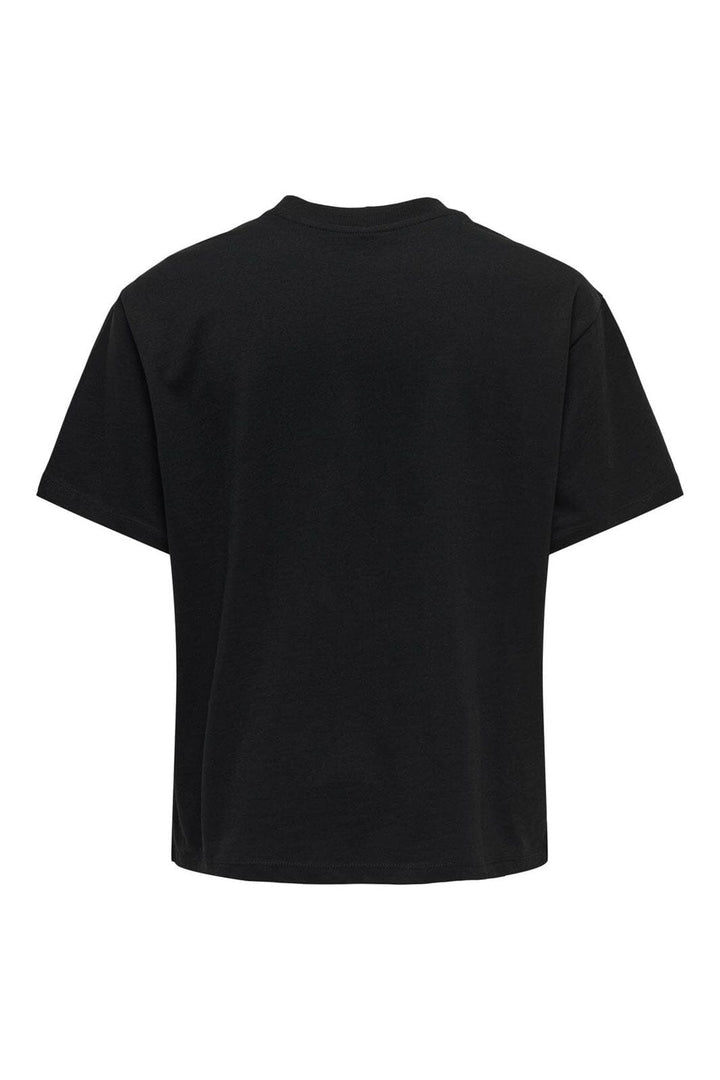 Only - Onlkiara Life S/S O-Neck Top - 4635103 Black Rhinestone+Metal Decoband