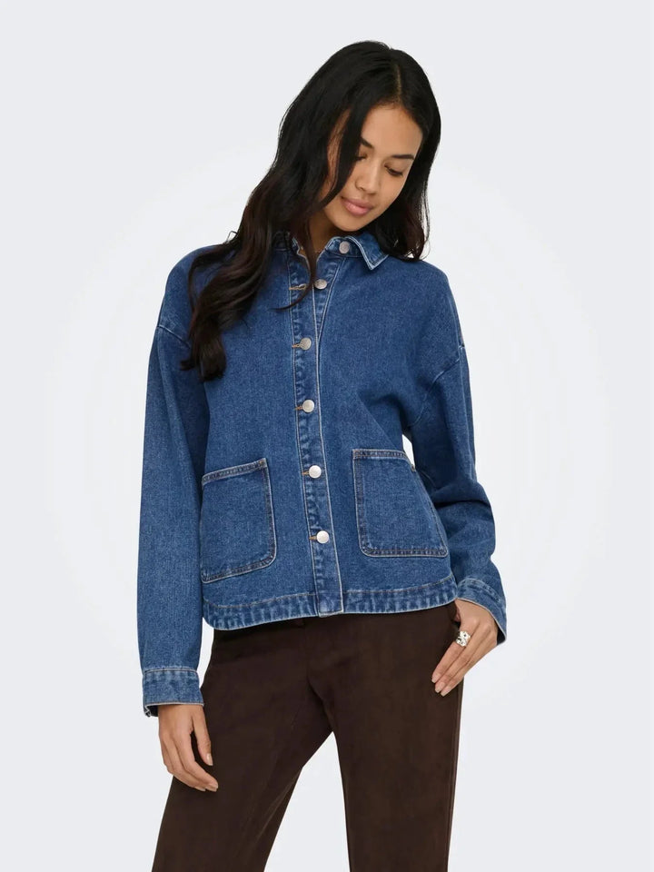 Only - Onllara Ls Shacket Gua - 5036779 Medium Blue Denim Jakker 