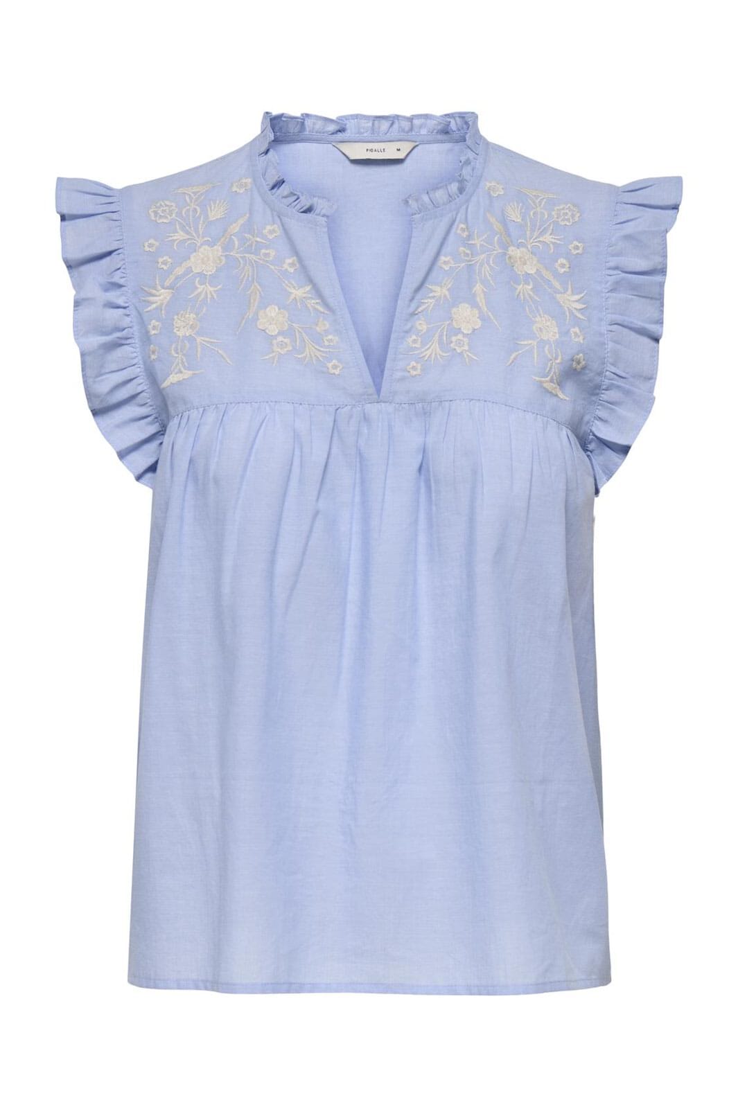Only - Onllessy S/L Emb Top - 4678687 Cashmere Blue Cd Embroidery