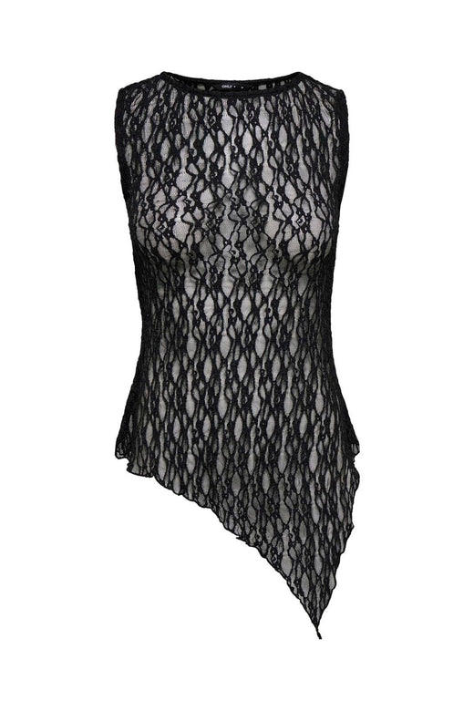 Only - Onlliva S/L Asymmetric Lace Top - 5163398 Black
