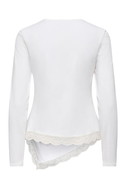 Only - Onllive Love L/S Ruching Top - 5130904 Cloud Dancer Dtm Lace