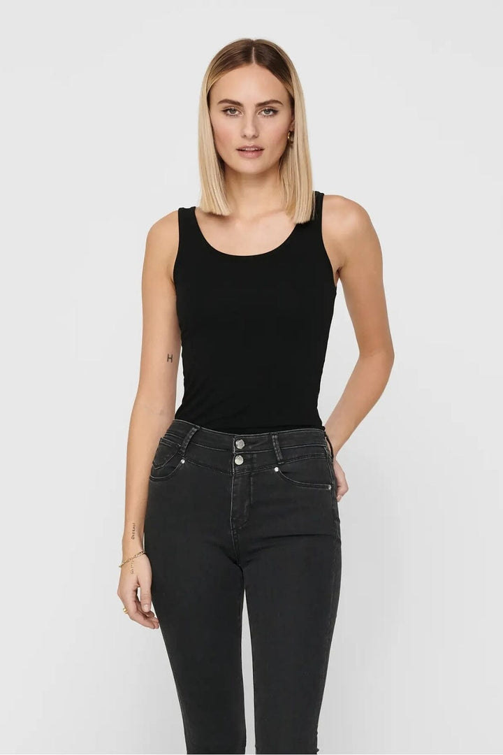 Only - Onllive Love S/L Long Tank Top - 1201446 Black