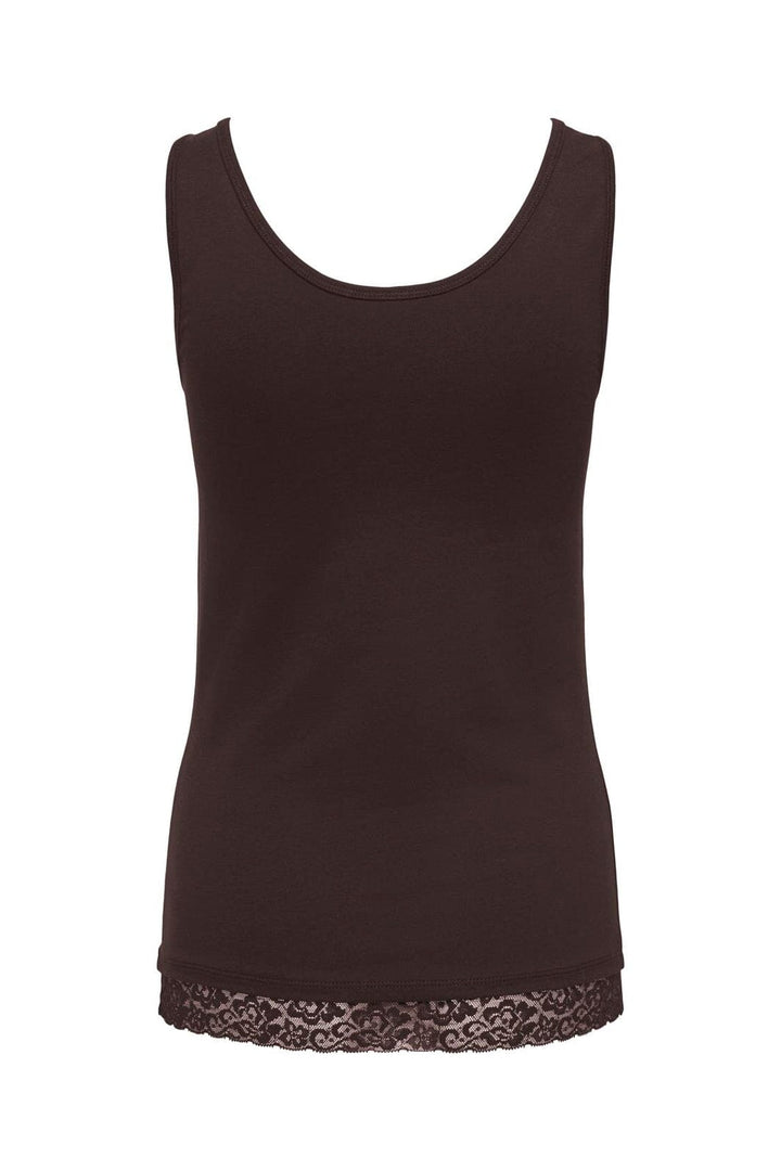 Only - Onllive Love S/L Tank Top Lace Detail - 5194535 Chocolate Torte Tone In Tone Lace