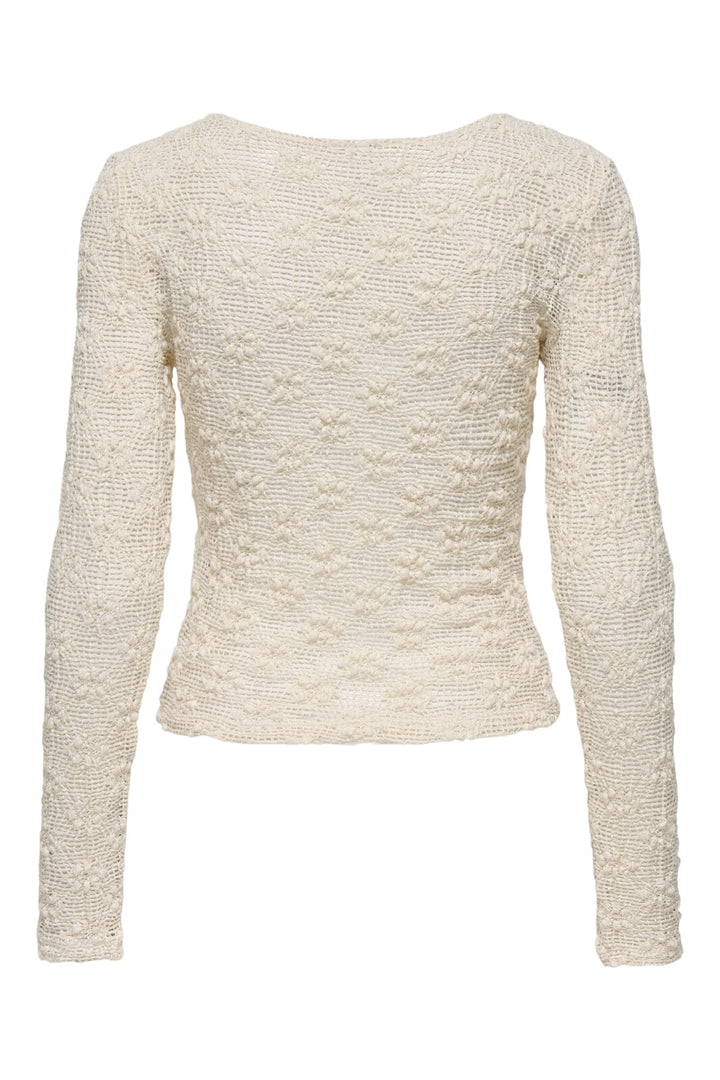 Only - Onllola L/S O-Neck Lace Top - 4841538 Birch