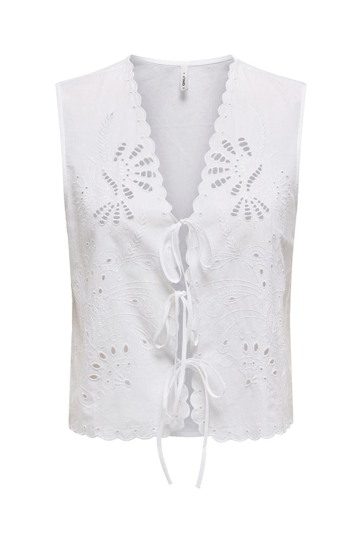 Only - Onllou Life Emb S/L Tie Vest - 4738167 Bright White