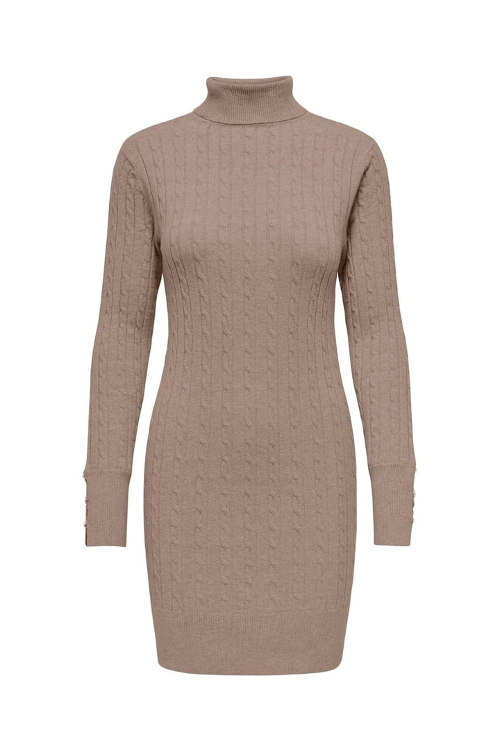 Only - Onllouis Ls Rollneck Cable Dress At Knt - 4927581 Mocha Meringue Melange