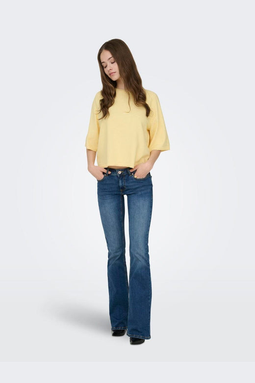 Only - Onlloyal 2/4 O-Neck Knt - 4979625 Sunlight Melange